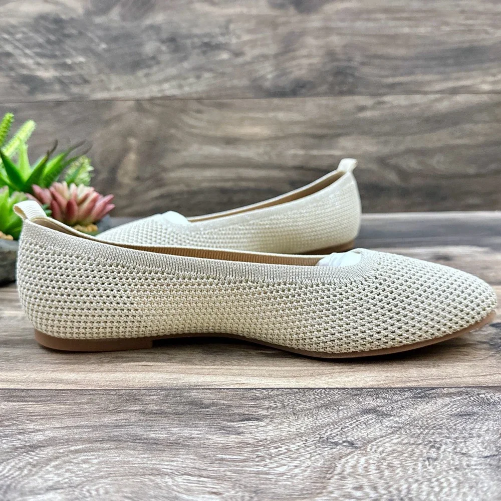 NEW Lucky Brand 9.5M Daneric Metallic Knit Washable Square Toe Ballet Flats - Picture 7 of 11